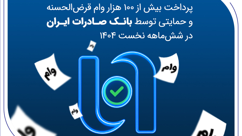 پرداخت بیش از ۱۰۰ هزار وام قرض‌الحسنه و حمایتی توسط بانک صادرات ایران در شش‌ماهه نخست ۱۴۰۴