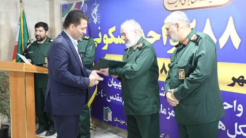  افتتاح پروژه ۲۸۸ واحدی سپاه خوزستان با مشارکت بانک مسکن / قدردانی جانشین فرمانده کل سپاه از عملکرد بانک مسکن