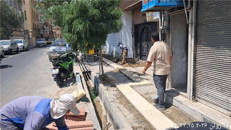 از پیاده‌روسازی تا اصلاح نهر و جدول/ نبض عمران در معابر منطقه ۱۴ می‌تپد